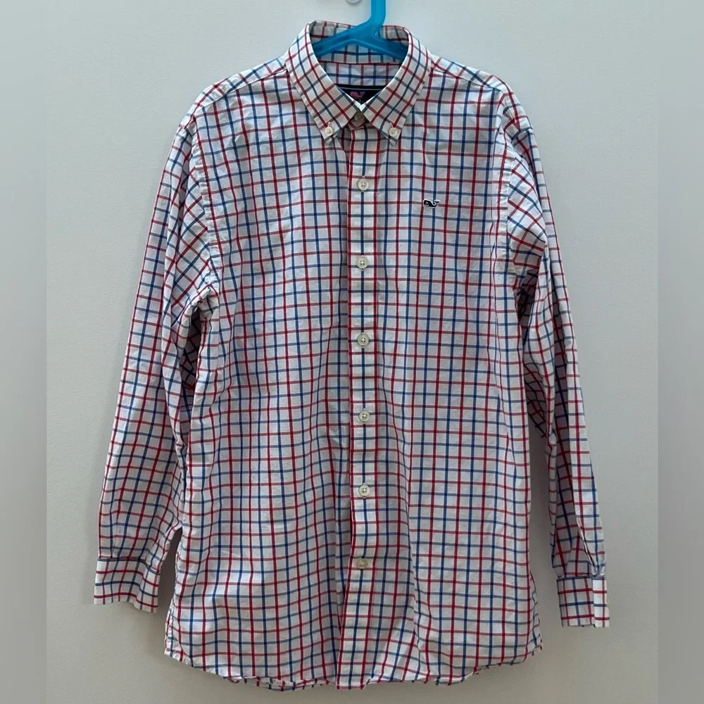 Like New Whale Shirt Button Down Vineyard Vines 100% Cotton Boys Medium - Picture 1 of 9